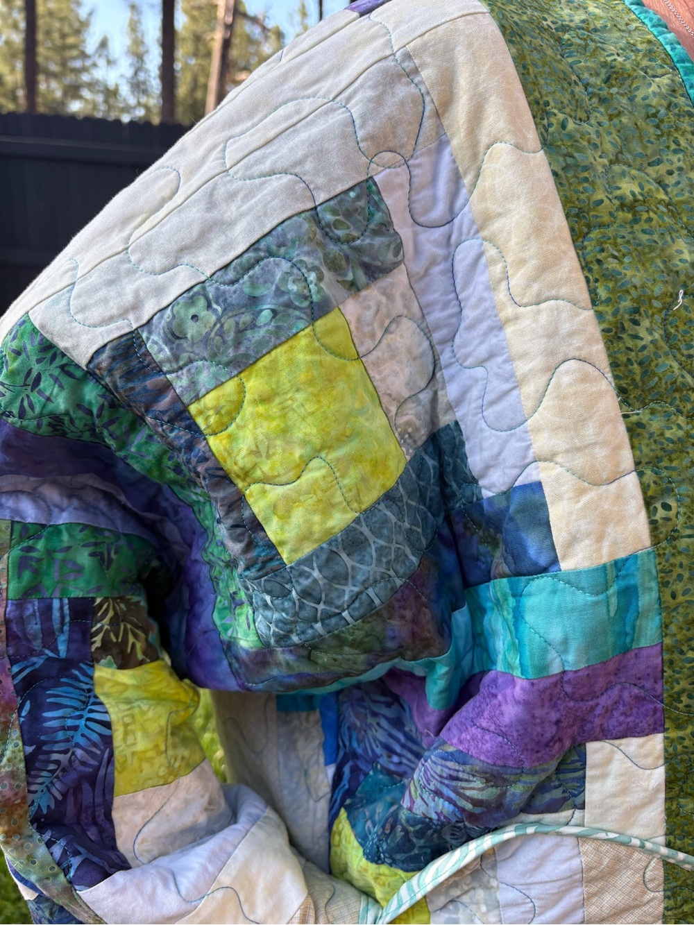 Quilted Patchwork Jacket - Green Multicolor - Picture 3 of 6